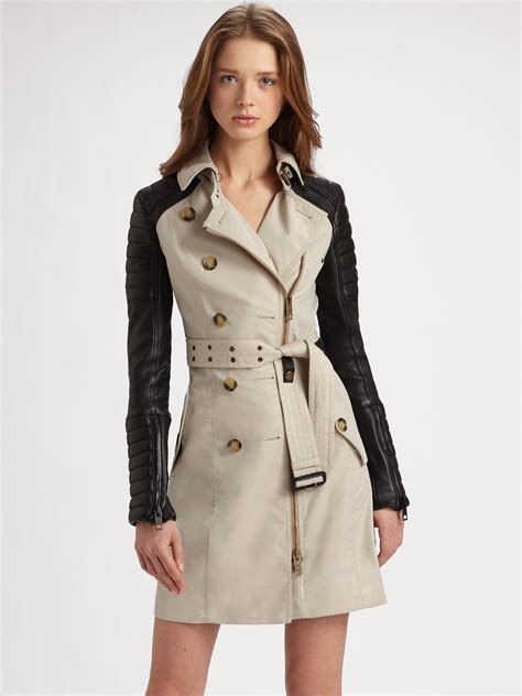 burberry prorsum leather sleeve trench coat|Burberry trench coat outlet.